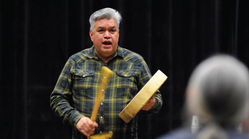 Russell Wallace of the Lil’wat Nation teaching Salish singing