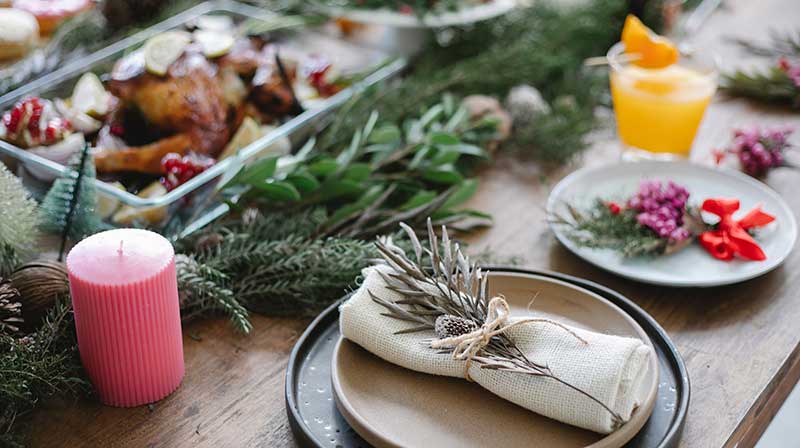 Festive holiday dining table